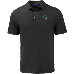 New York Jets Polos^Men's Cutter & Buck Black Helmet Coastline Epic Comfort Eco Recycled Polo