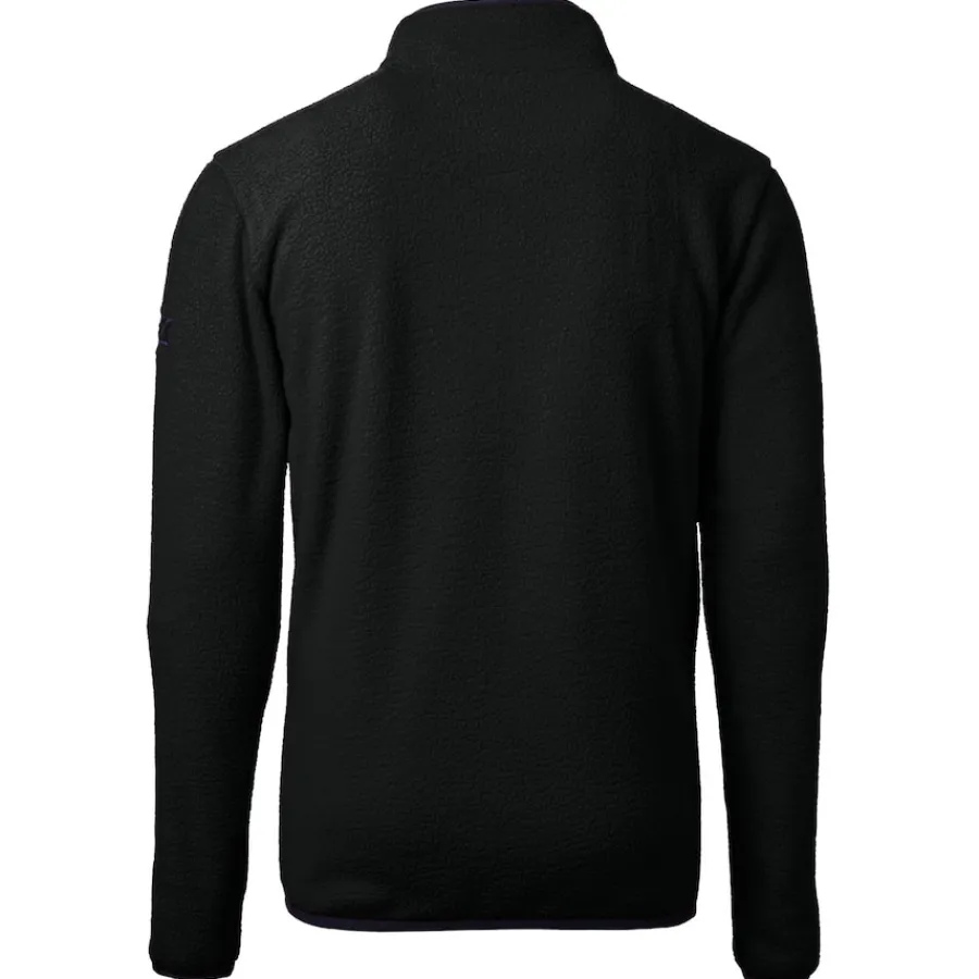New York Jets Big & Tall^Men's Cutter & Buck Black Big & Tall Monochromatic Logo Cascade Eco Sherpa Fleece Quarter-Zip Jacket