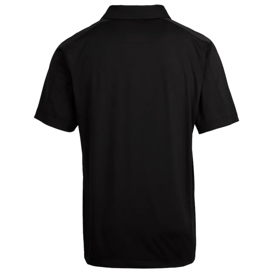 New York Jets Polos^Men's Cutter & Buck Black Primary Logo Prospect Eco Textured Stretch Recycled Polo