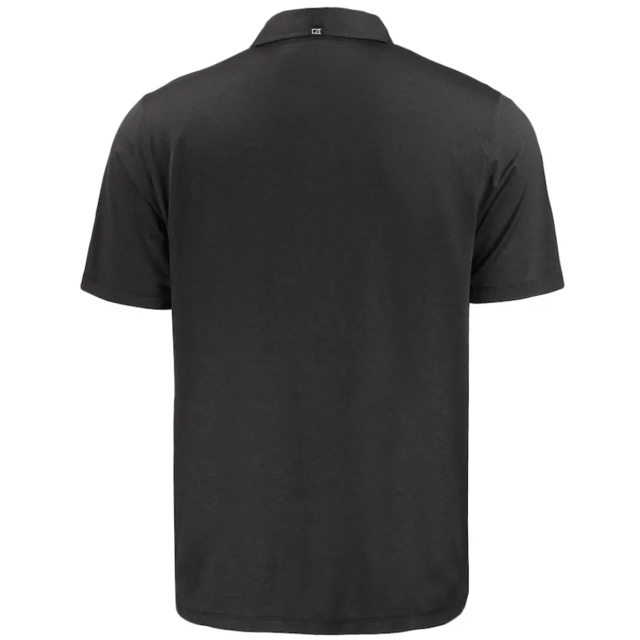 New York Jets Polos^Men's Cutter & Buck Black Monochromatic Logo Coastline Epic Comfort Eco Recycled Polo