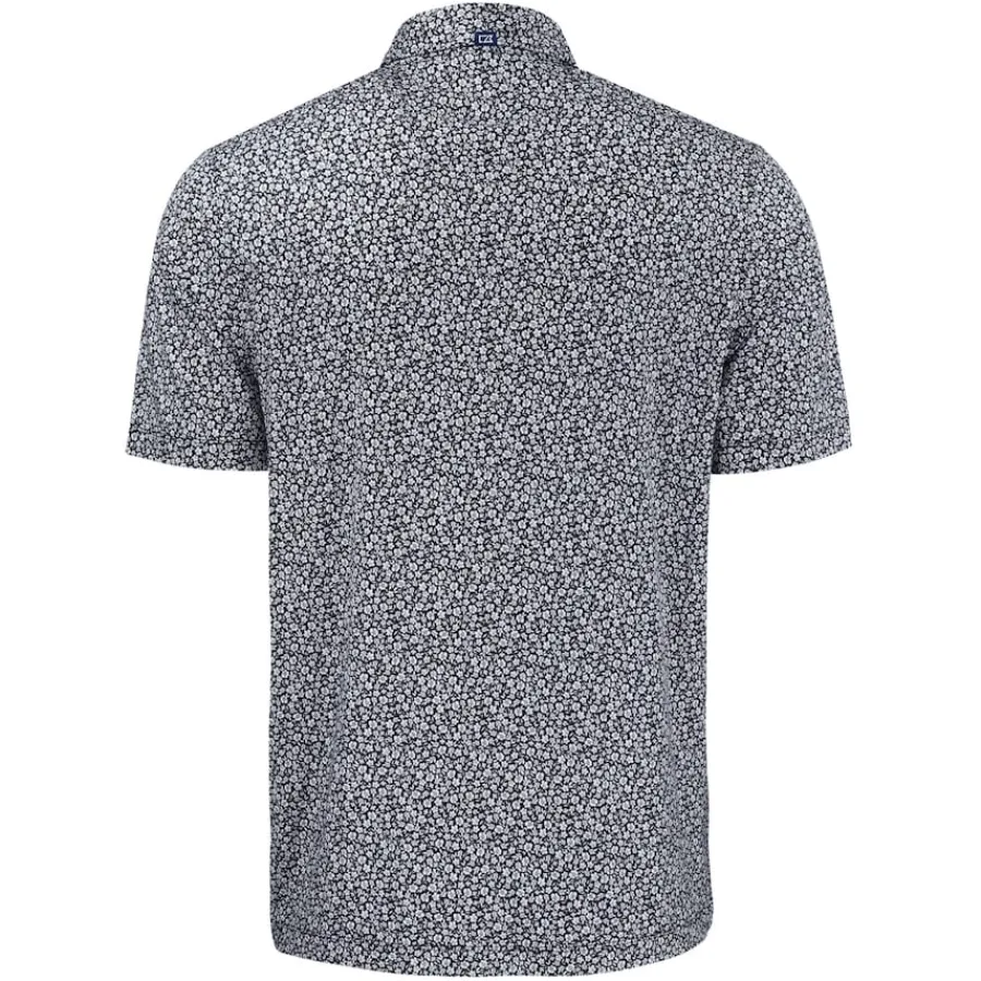 New York Jets Polos^Men's Cutter & Buck Black Pike Eco Flora Print Polo