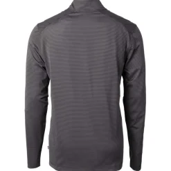 New York Jets Big & Tall^Men's Cutter & Buck Black/Gray Big & Tall Primary Logo Virtue Eco Pique Micro Stripe Recycled Quarter-Zip Top