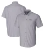 New York Jets Sweaters & Dress Shirts^Men's Cutter & Buck Charcoal Throwback Logo Stretch Oxford Button-Down Short Sleeve Shirt