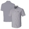 New York Jets Sweaters & Dress Shirts^Men's Cutter & Buck Charcoal Throwback Logo Big & Tall Stretch Oxford Button-Down Short Sleeve Shirt