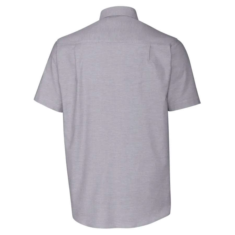 New York Jets Sweaters & Dress Shirts^Men's Cutter & Buck Charcoal Throwback Logo Stretch Oxford Button-Down Short Sleeve Shirt