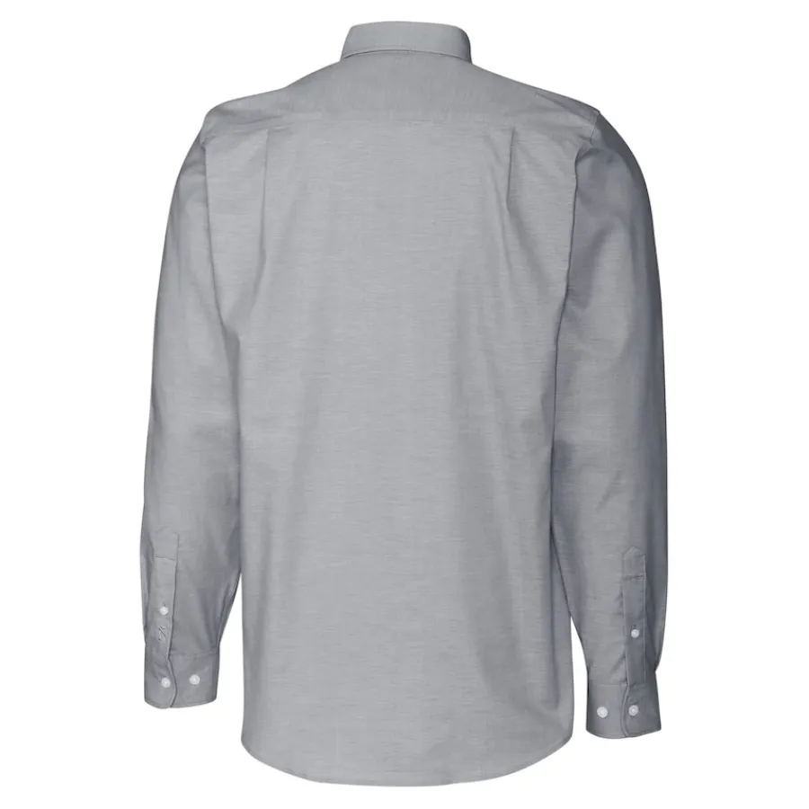 New York Jets Sweaters & Dress Shirts^Men's Cutter & Buck Charcoal Throwback Logo Long Sleeve Stretch Oxford Button-Down Shirt