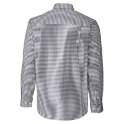 New York Jets Sweaters & Dress Shirts^Men's Cutter & Buck Charcoal Throwback Logo Easy Care Stretch Gingham Long Sleeve Button-Down Shirt