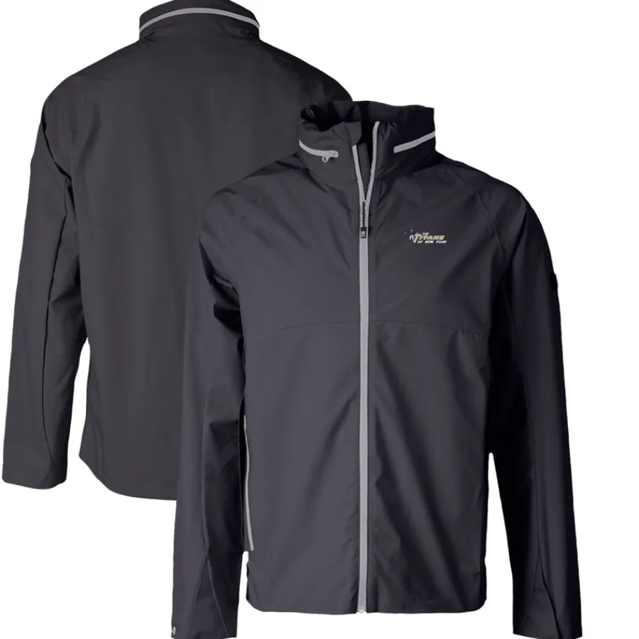 New York Jets Accessories | Rainwear^Men's Cutter & Buck Graphite Throwback Logo Vapor Water Repellent Stretch Full-Zip Rain Jacket