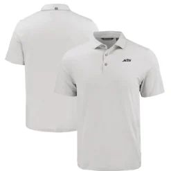 New York Jets Polos^Men's Cutter & Buck Gray Monochromatic Logo Coastline Epic Comfort Eco Recycled Polo
