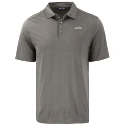 New York Jets Polos^Men's Cutter & Buck Gray Monochromatic Logo Coastline Epic Comfort Eco Recycled Polo