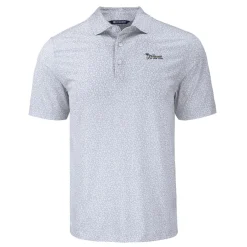 New York Jets Polos^Men's Cutter & Buck Gray Pike Eco Flora Print Polo