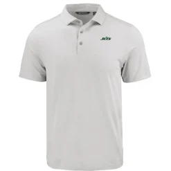 New York Jets Polos^Men's Cutter & Buck Gray Primary Logo Coastline Epic Comfort Eco Recycled Polo