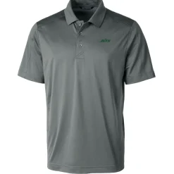 New York Jets Polos^Men's Cutter & Buck Gray Primary Logo Prospect Eco Textured Stretch Recycled Polo