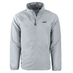 New York Jets Big & Tall^Men's Cutter & Buck Gray Big & Tall Monochromatic Logo Charter Eco Knit Recycled Full-Zip Jacket