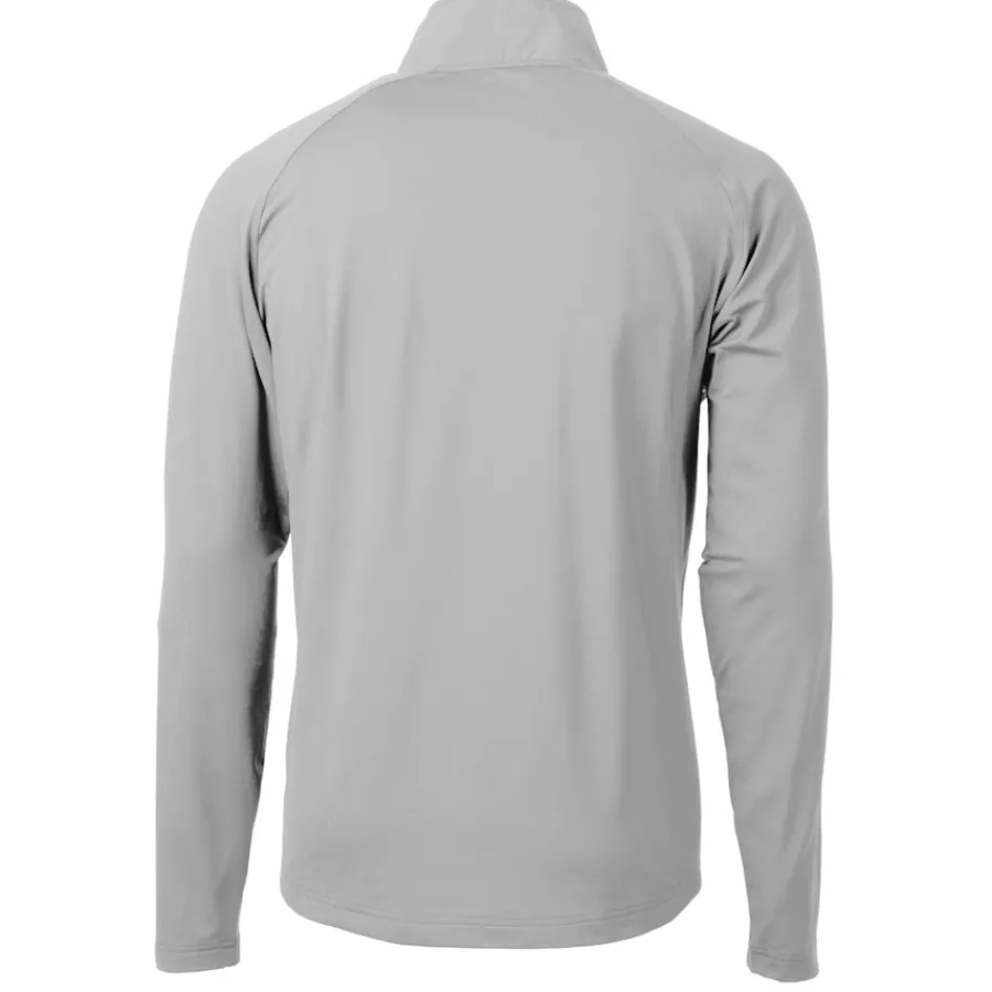 New York Jets Jackets | Sweatshirts & Fleece^Men's Cutter & Buck Gray Helmet Adapt Eco Knit Hybrid Recycled Raglan Quarter-Zip Top