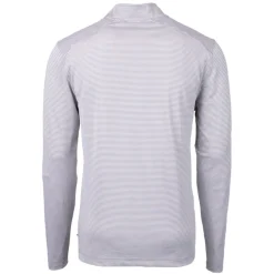 New York Jets Big & Tall^Men's Cutter & Buck Gray/White Big & Tall Helmet Virtue Eco Pique Micro Stripe Recycled Quarter-Zip Top