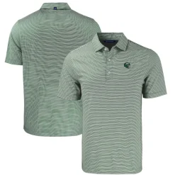 New York Jets Polos^Men's Cutter & Buck Green Helmet Forge Eco Double Stripe Stretch Recycled Polo