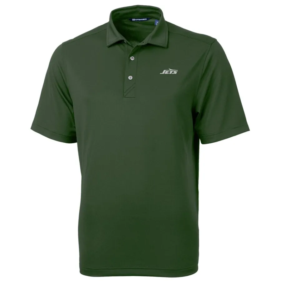 New York Jets Polos | Big & Tall^Men's Cutter & Buck Green Primary Logo Big & Tall DryTec Virtue Eco Pique Recycled Polo