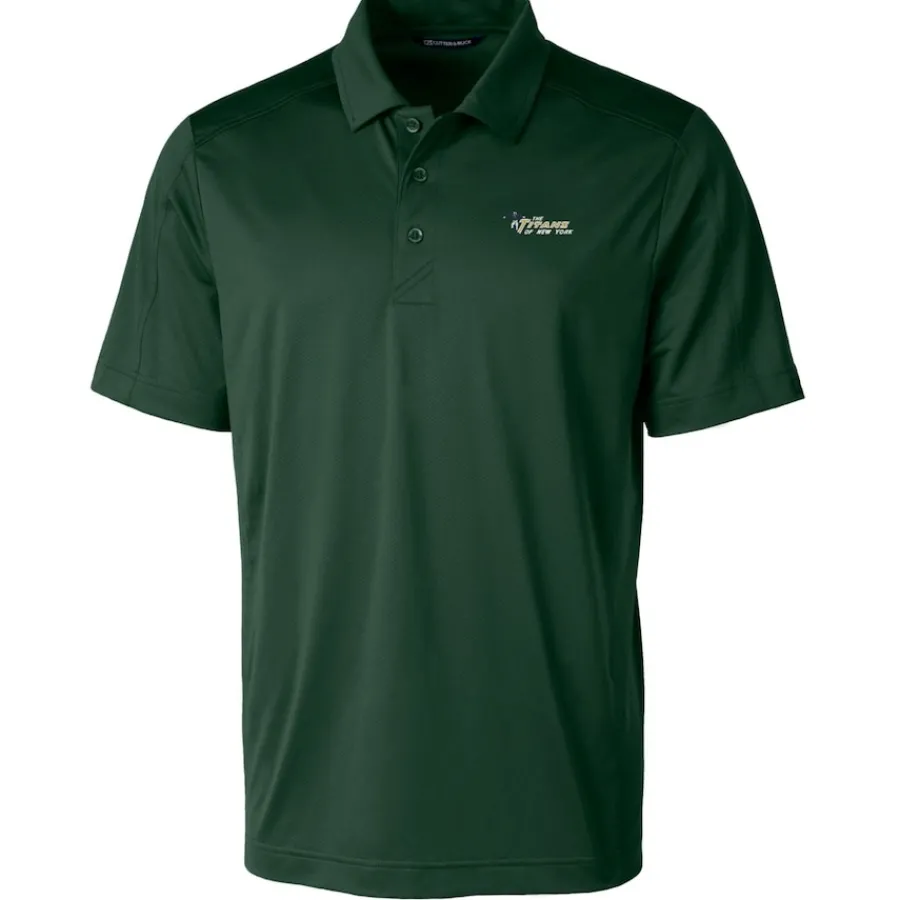 New York Jets Polos^Men's Cutter & Buck Green Throwback Logo Prospect Textured Stretch Polo
