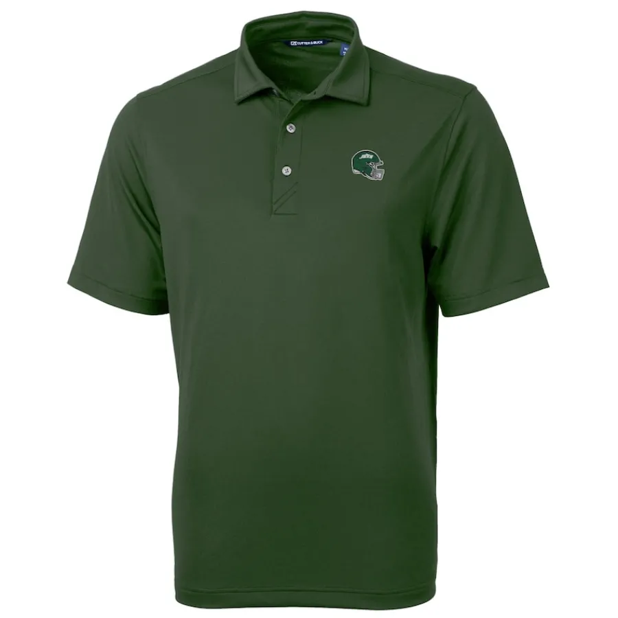 New York Jets Big & Tall^Men's Cutter & Buck Green Helmet Big & Tall DryTec Virtue Eco Pique Recycled Polo