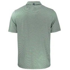 New York Jets Polos^Men's Cutter & Buck Green Helmet Forge Eco Double Stripe Stretch Recycled Polo