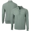 New York Jets Jackets | Sweatshirts & Fleece^Men's Cutter & Buck Heather Green Primary Logo Adapt Eco Knit Quarter-Zip Top