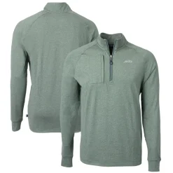 New York Jets Jackets | Sweatshirts & Fleece^Men's Cutter & Buck Heather Green Primary Logo Adapt Eco Knit Quarter-Zip Top