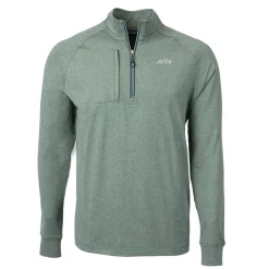 New York Jets Jackets | Sweatshirts & Fleece^Men's Cutter & Buck Heather Green Primary Logo Adapt Eco Knit Quarter-Zip Top