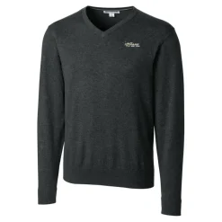 New York Jets Sweaters & Dress Shirts | Big & Tall^Men's Cutter & Buck Heather Charcoal Throwback Logo Lakemont Tri-Blend Big & Tall V-Neck Pullover Sweater