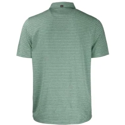 New York Jets Polos^Men's Cutter & Buck Heather Green Helmet Forge Eco Heather Stripe Stretch Recycled Polo