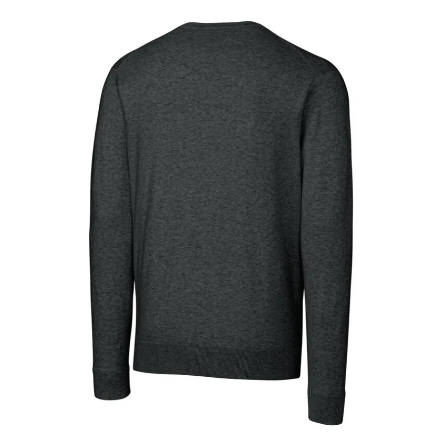 New York Jets Sweaters & Dress Shirts | Big & Tall^Men's Cutter & Buck Heather Charcoal Throwback Logo Lakemont Tri-Blend Big & Tall V-Neck Pullover Sweater