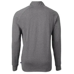 New York Jets Big & Tall^Men's Cutter & Buck Heather Black Monochromatic Logo Big & Tall Adapt Eco Knit Quarter-Zip Top