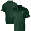 New York Jets Polos^Men's Cutter & Buck Hunter Green Helmet Prospect Eco Textured Stretch Recycled Polo