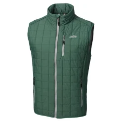 New York Jets Jackets^Men's Cutter & Buck Hunter Green Primary Logo Rainier PrimaLoft Eco Insulated Full-Zip Puffer Vest
