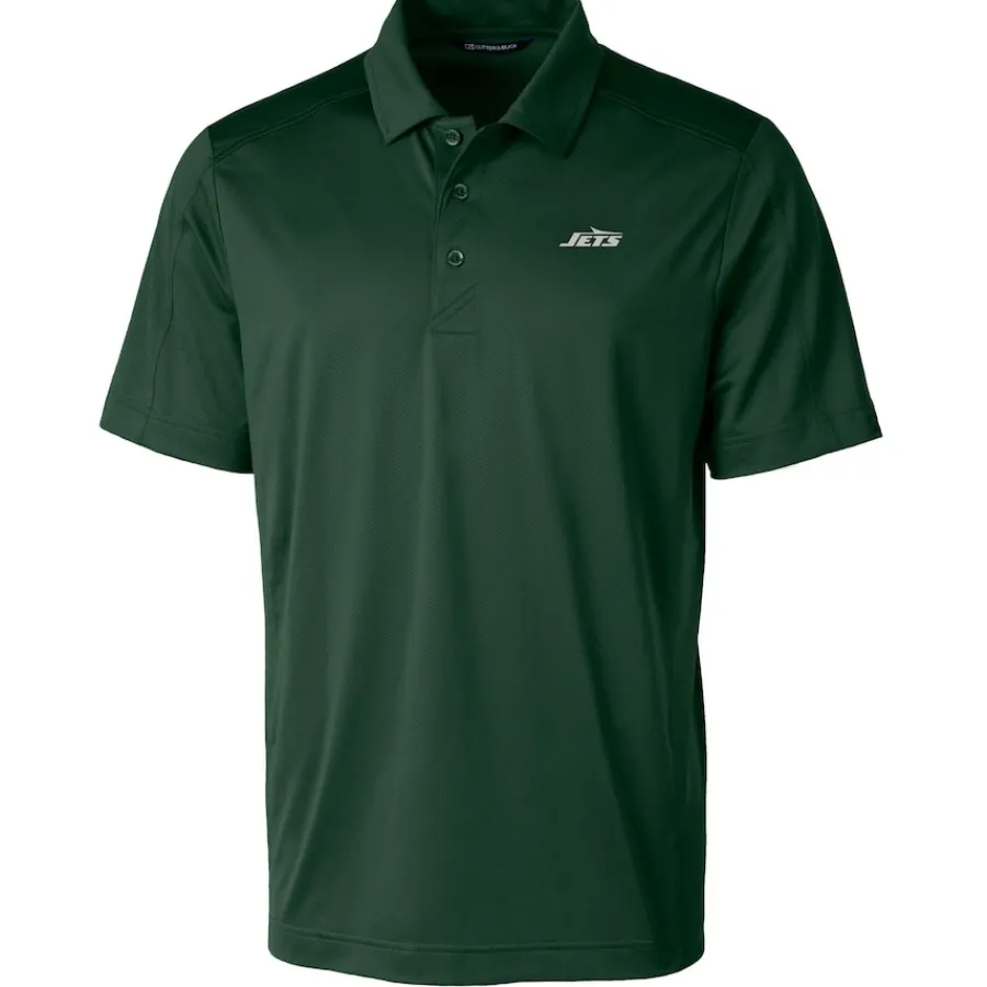 New York Jets Polos^Men's Cutter & Buck Hunter Green Primary Logo Prospect Eco Textured Stretch Recycled Polo