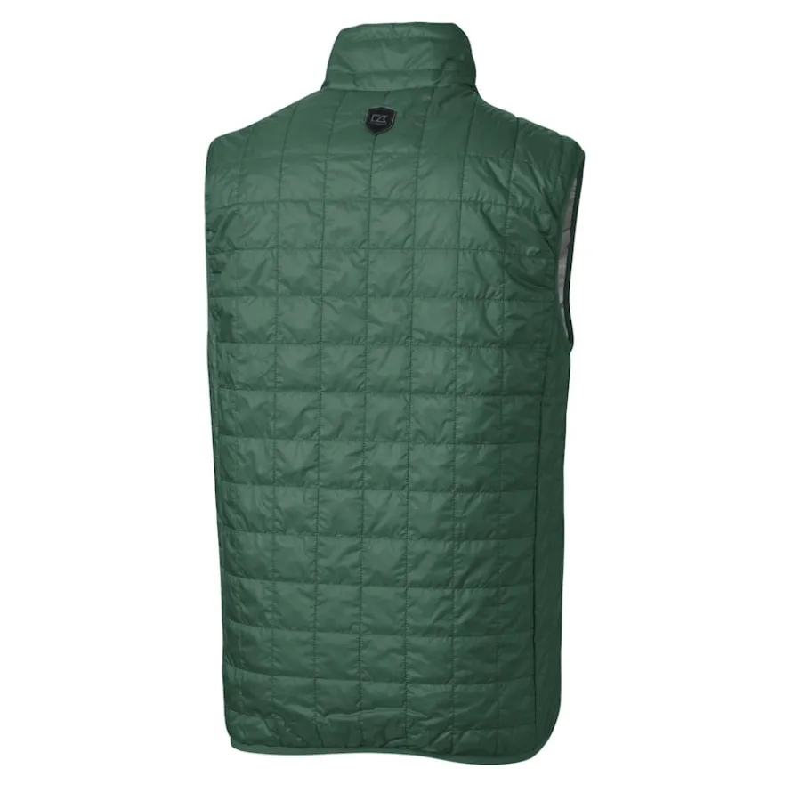 New York Jets Jackets^Men's Cutter & Buck Hunter Green Primary Logo Rainier PrimaLoft Eco Insulated Full-Zip Puffer Vest