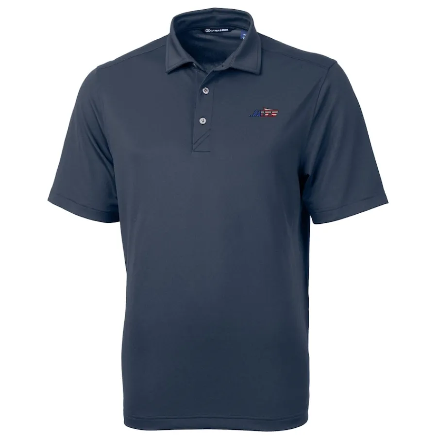 New York Jets Big & Tall^Men's Cutter & Buck Navy Americana Big & Tall DryTec Virtue Eco Pique Recycled Polo
