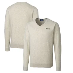 New York Jets Sweaters & Dress Shirts | Sweaters^Men's Cutter & Buck Oatmeal Throwback Logo Lakemont Tri-Blend Big & Tall V-Neck Pullover Sweater