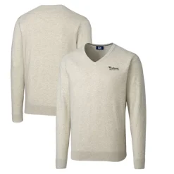 New York Jets Sweaters & Dress Shirts | Sweaters^Men's Cutter & Buck Oatmeal Throwback Logo Lakemont Tri-Blend Big & Tall V-Neck Pullover Sweater