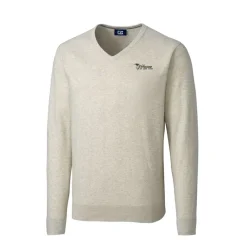 New York Jets Sweaters & Dress Shirts | Sweaters^Men's Cutter & Buck Oatmeal Throwback Logo Lakemont Tri-Blend Big & Tall V-Neck Pullover Sweater