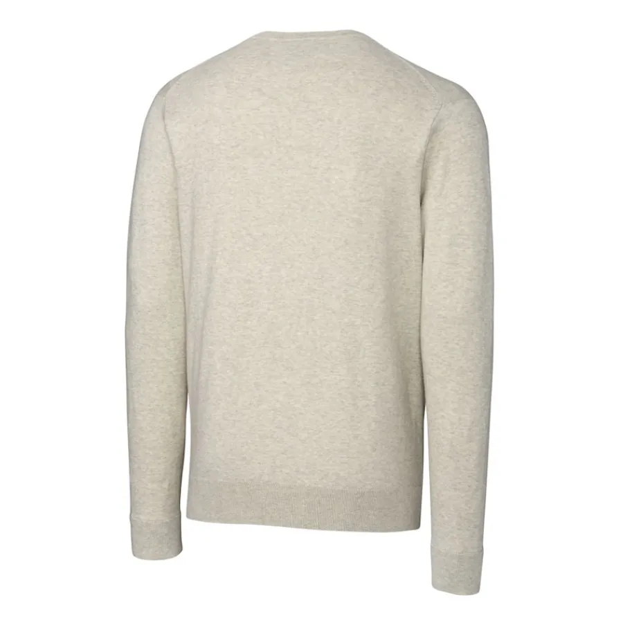 New York Jets Sweaters & Dress Shirts | Sweaters^Men's Cutter & Buck Oatmeal Throwback Logo Lakemont Tri-Blend Big & Tall V-Neck Pullover Sweater