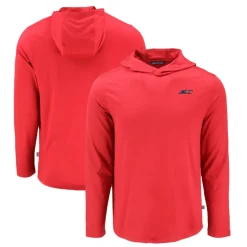 New York Jets Sweaters & Dress Shirts^Men's Cutter & Buck Red Americana Coastline Epic Comfort Eco Recycled Long Sleeve Hoodie T-Shirt