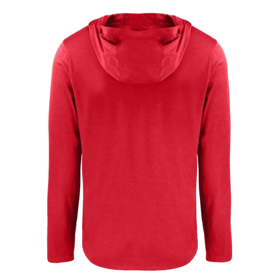 New York Jets Sweaters & Dress Shirts^Men's Cutter & Buck Red Americana Coastline Epic Comfort Eco Recycled Long Sleeve Hoodie T-Shirt