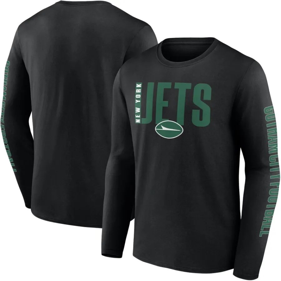 New York Jets Big & Tall^Men's Fanatics Black Big & Tall Vision Long Sleeve T-Shirt