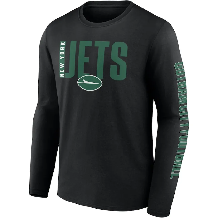 New York Jets Big & Tall^Men's Fanatics Black Big & Tall Vision Long Sleeve T-Shirt