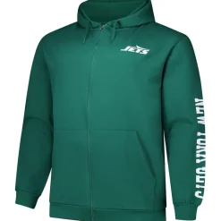 New York Jets Big & Tall^Men's Fanatics Green Big & Tall Sleeve Hit Full-Zip Hoodie
