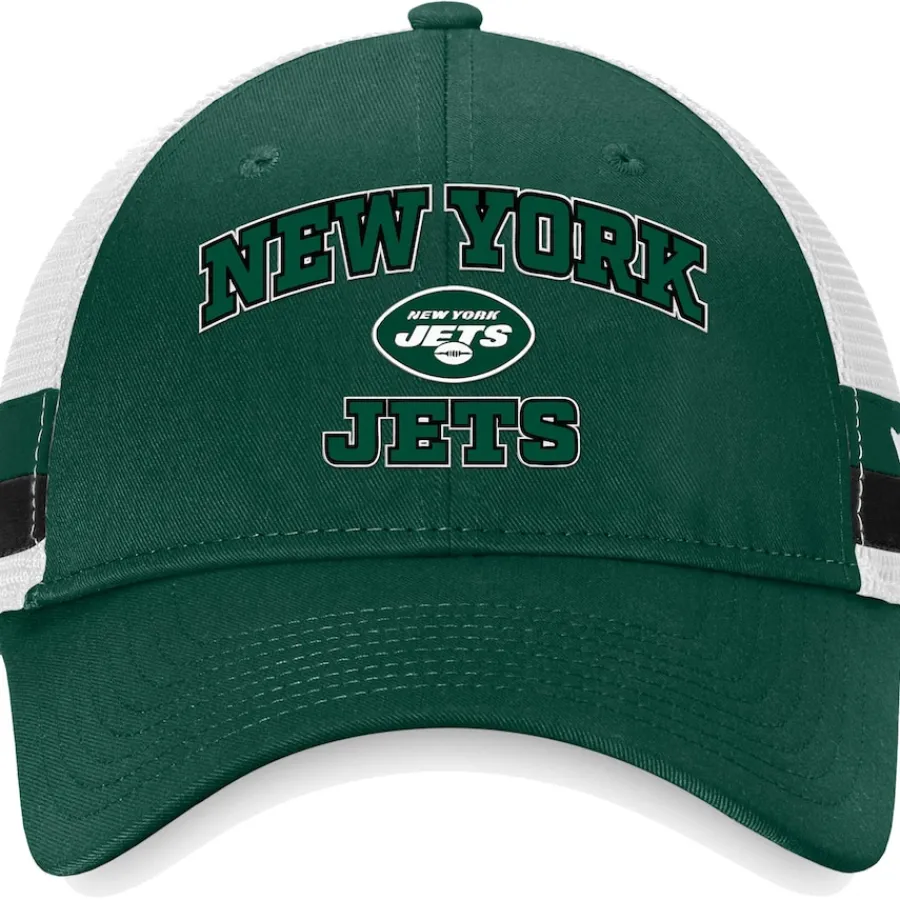 New York Jets Hats | Men^Men's Fanatics Green/White Fundamentals Side Stripe Trucker Adjustable Hat