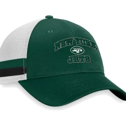 New York Jets Hats | Men^Men's Fanatics Green/White Fundamentals Side Stripe Trucker Adjustable Hat