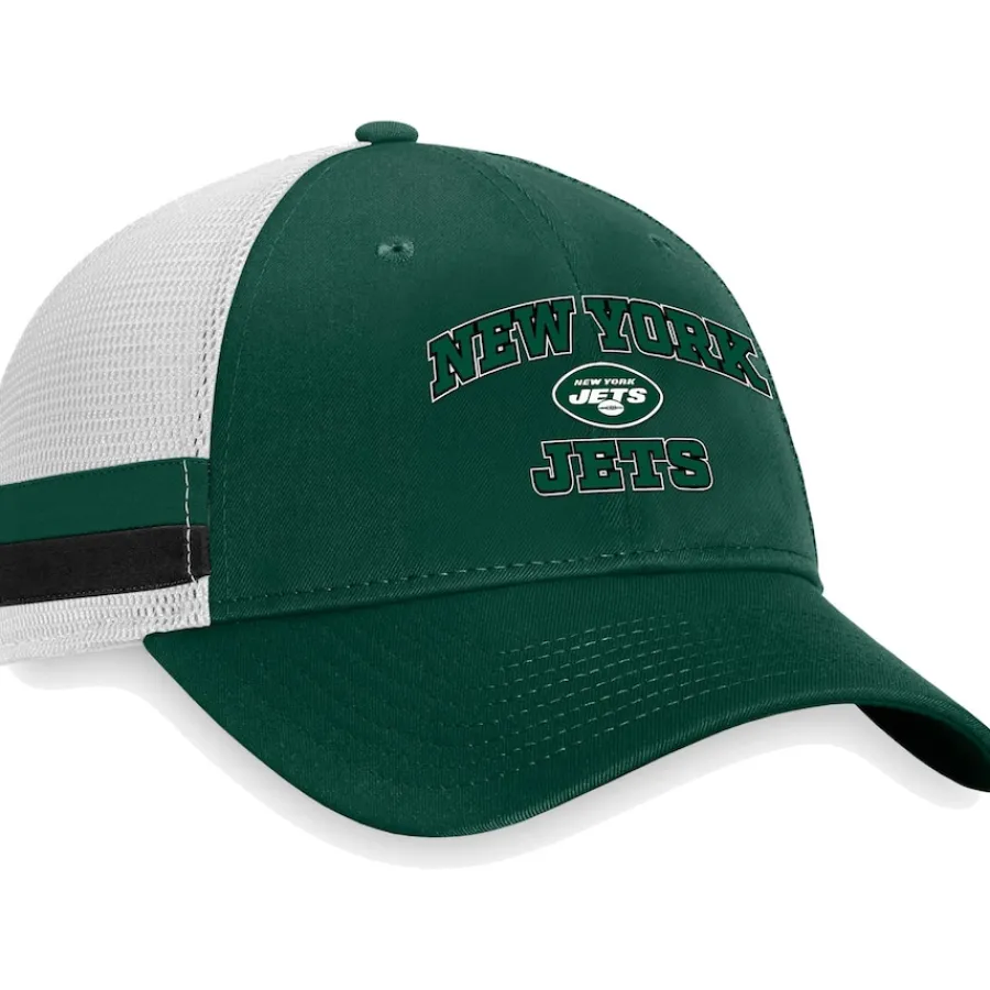 New York Jets Hats | Men^Men's Fanatics Green/White Fundamentals Side Stripe Trucker Adjustable Hat