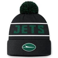New York Jets Knit^Men's Fanatics Black Eclipse Cuffed Knit Hat With Pom